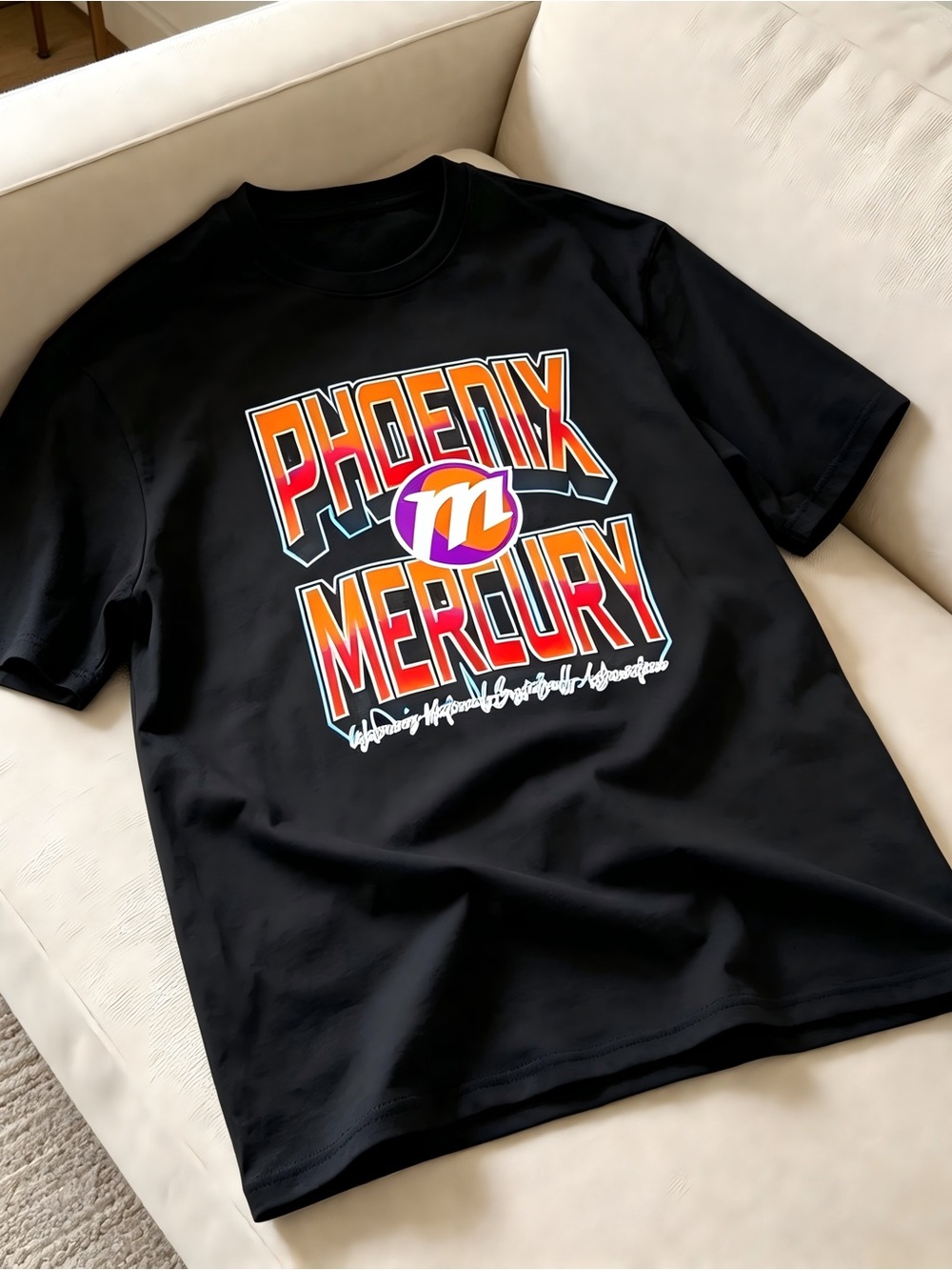Phoenix Mercury Retro Basketball Sports Black Women Men T-shirt Unisex